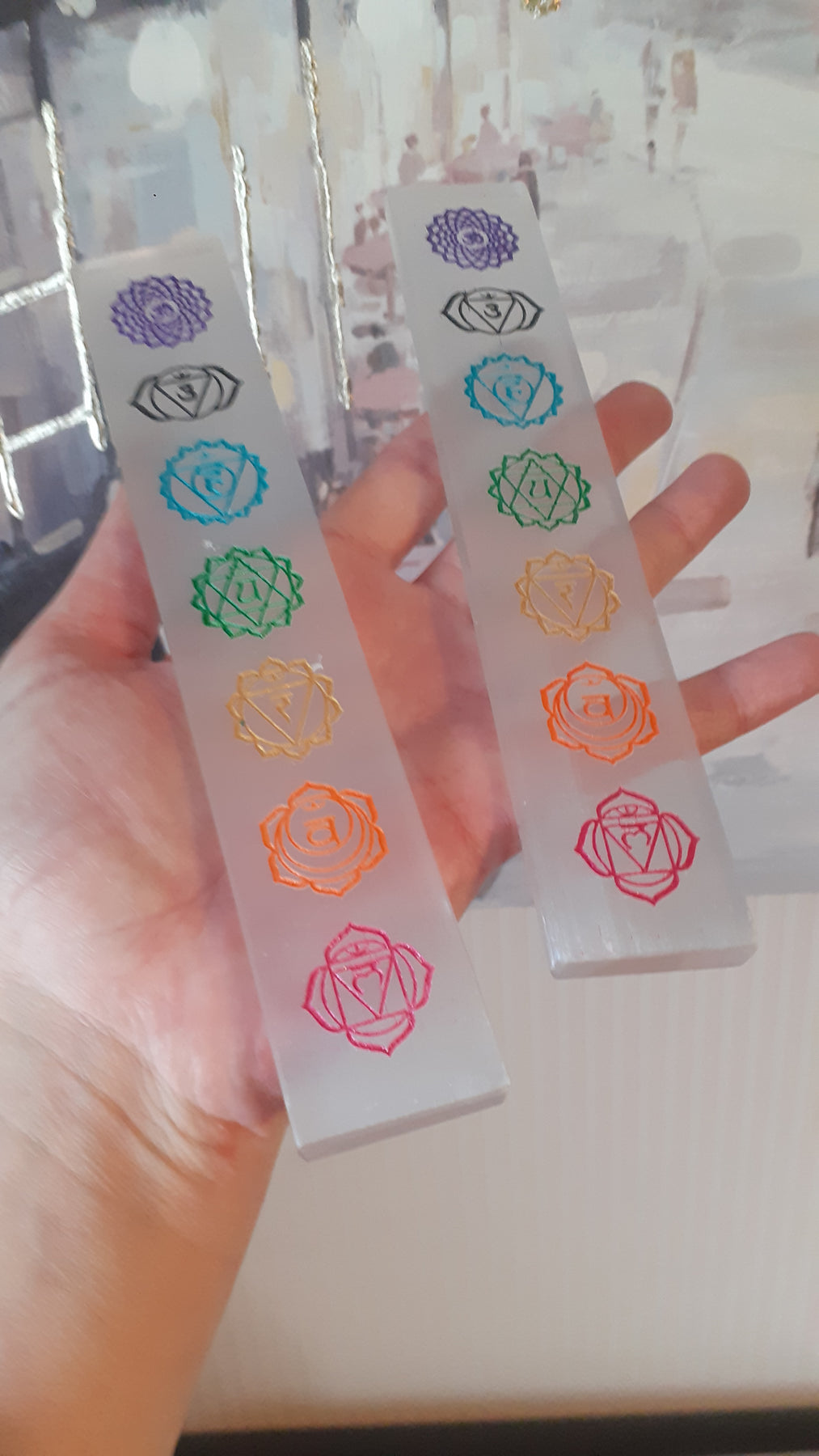 Selenite (Satin-Spar) Chakra Engraved Charging Ruler – The Crystal ...