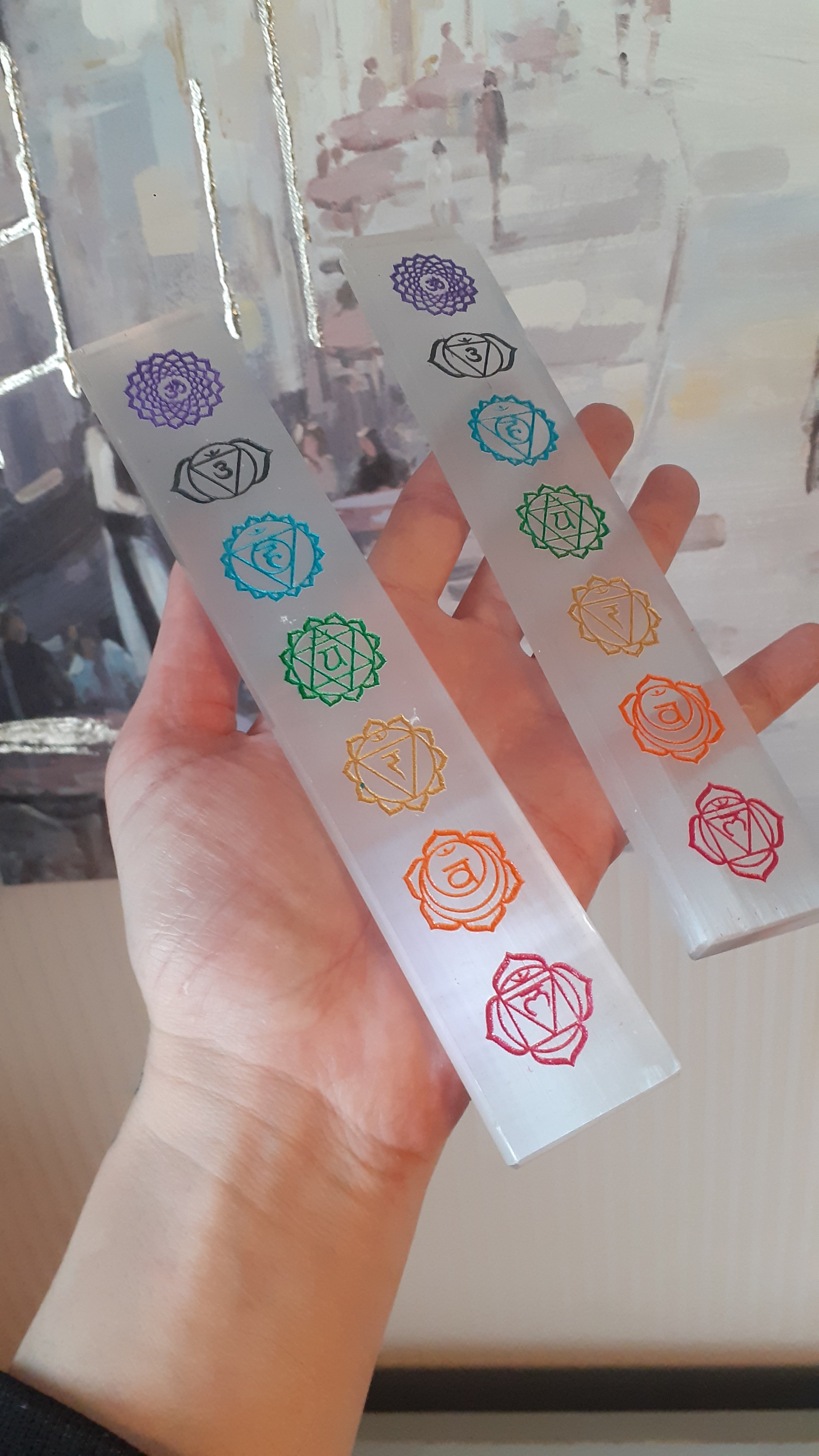 Selenite (Satin-Spar) Chakra Engraved Charging Ruler – The Crystal ...